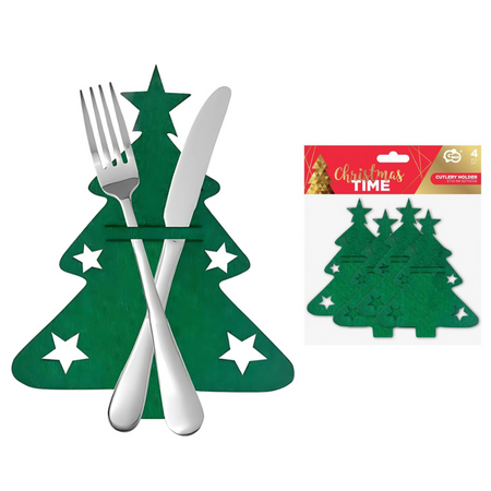 Etui Na Sztućce Świąteczne Pokrowiec Choinka Na Boże Narodzenie 4 szt.