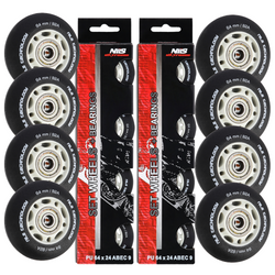 Kółka Do Rolek Kauczukowe 64mm Zestaw 8 szt. + Łożyska ABEC-9 Czarne Matowe