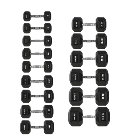 Hantle Ciężarki Gumowane HEX PRO Do Ćwiczeń Treningu Siłowego HMS 2x4 kg