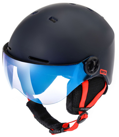 Kask Zimowy Narciarski Snowboardowy Granatowy Z Szybką AIR FLOW METEOR