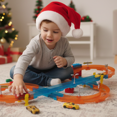 Tor Wyścigowy Samochodowy Pull Back Dla Dzieci 236 cm + 3 Autka TLD