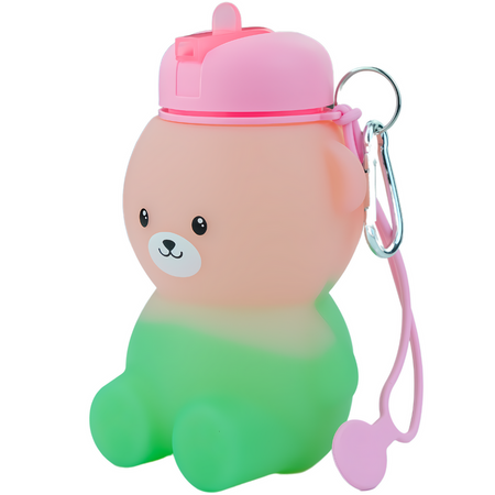 Butelka Szkolna Bidon Silikonowy Na Wodę Miś Dla Dziecka 600 ml MERKAN