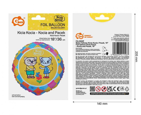 Balony Foliowe Na Roczek Kicia Kocia i Pacek Na 1 Urodziny Przyjęcie Zestaw