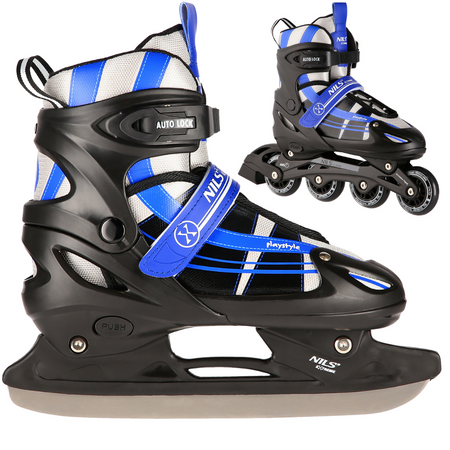 2w1 Łyżworolki Rolki Rekreacyjne Łyżwy Regulowane Młodzieżowe Niebieskie