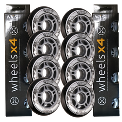 Kółka Do Łyżworolek Kauczukowe Zestaw 8 szt. Czarne 76 mm Nils Extreme