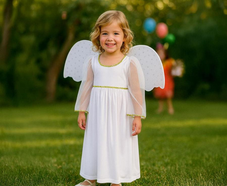 Strój Kostium Aniołka Sukienka Skrzydła + Aureola Na Jasełka Bal Świętych