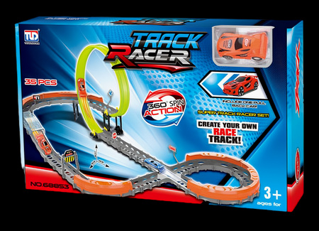 Tor Wyścigowy Samochodowy Pull Back Dla Dzieci + Samochód