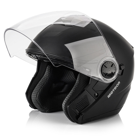 Kask Motocyklowy Z Blendą Przeciwsłoneczną Otwarty Czarny METEOR