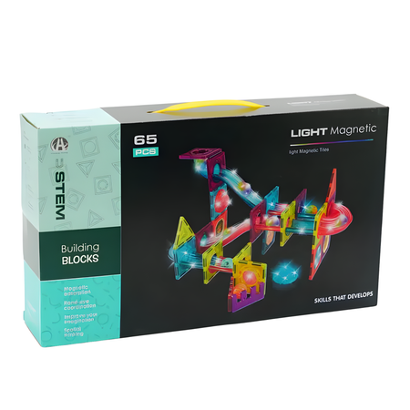Klocki Magnetyczne Konstrukcyjne Świecący Tor Zestaw Dla Dzieci 65 el.