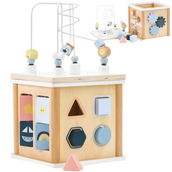 Drewniana Kostka Edukacyjna Przeplatanka Sorter Kształtów Dla Dzieci