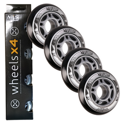 Kółka Do Łyżworolek Kauczukowe Zestaw 4 szt. Czarne 70 mm Nils Extreme