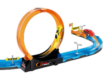 Tor Wyścigowy Samochodowy Pull Back Dla Dzieci 275 cm + 4 Samochody