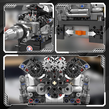 Klocki Konstrukcyjne Silnik Samochodowy V12 733 el. Na Prezent Mould King