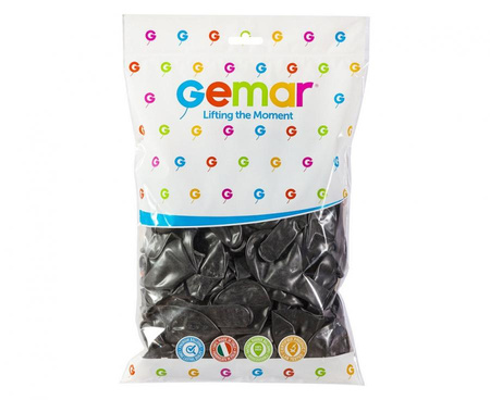 Balony Lateksowe Klasyczne Metaliczne Czarne Na Urodziny 10" - 100 szt.