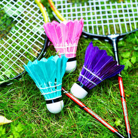 Zestaw 2 Rakiety W Pokrowcu + 6 Lotek Piórowych Do Gry W Badmintona NILS