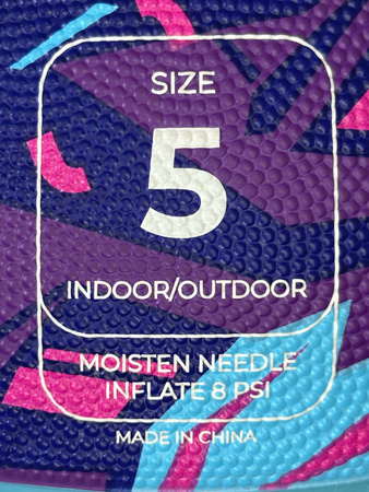 Piłka Do Koszykówki Kosza Treningowa Rekreacyjna Fioletowa r. 5 + Pompka