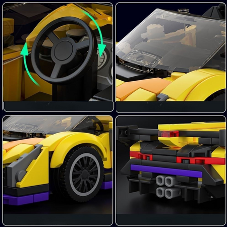 Klocki Konstrukcyjne Auto Samochód Wyścigowy 363 Elementy + Gablota MOULD KING