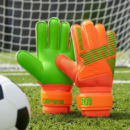 Rękawice Bramkarskie Piłkarskie Treningowe Usztywniony Palec Na Rzep METEOR