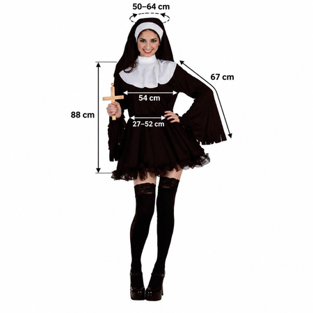 Strój Zalotna Zakonnica Halloween Przebranie Habit Siostra Zakonna + Krzyż