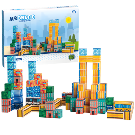 Klocki Magnetyczne Konstrukcyjne Zestaw 140 Elementów Edukacyjne Dla Dzieci