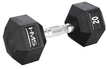 HMS Ciężarek Hantla Hexagonalna Gumowana Do Ćwiczeń Fitness Treningu 20 kg