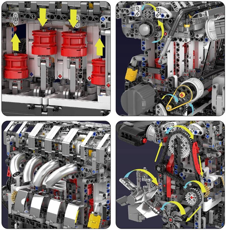 Klocki Konstrukcyjne Silnik Rzędowy Czterocylindrowy Benzynowy 1787 Elementów MOULD KING