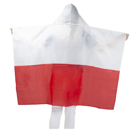Kotylion Narodowy Biało-Czerwony Godło Orzeł POLSKA 20szt. + Flaga 150x90cm