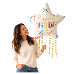 Balon Foliowy Gwiazdka Happy Birthday Na Przyjęcie Imprezę GODAN 56x85 cm