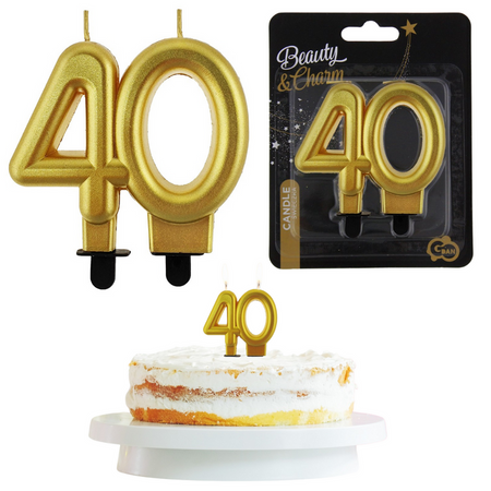 Świeczka Złota Metaliczna Dekoracyjna Ozdobna Na 40 Urodziny Jubileusze