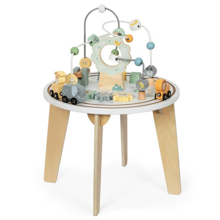 Drewniany Okrągły Stolik Edukacyjny Z Magnetyczną Kolejką i Wyrzutnią