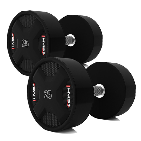 Zestaw Ciężarków Hantli Poliuretanowych Do Ćwiczeń Siłowych Treningu 2 x 2.5 - 25 kg HMS