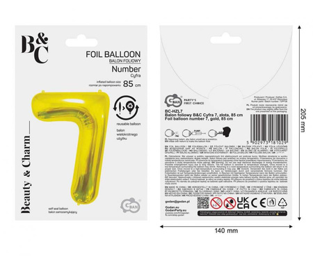 Balony Foliowe Na Urodziny Rocznicę Dekoracja Cyfry 70 Złote 85 cm Na Hel