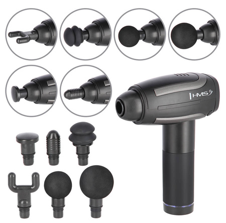 Pistolet Do Masażu Ciała Pleców Masażer Mięśni Massage Gun 6 Końcówek HMS
