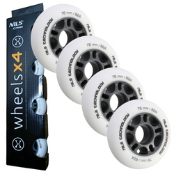 Kółka Do Łyżworolek Kauczukowe Zestaw 4 szt. Białe Matowe 76 mm NILS