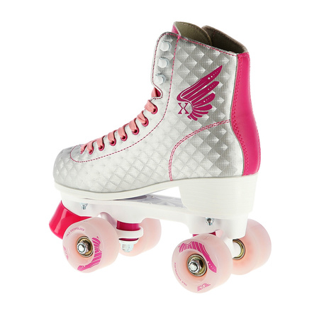 Wrotki Klasyczne Retro Kauczukowe Kółka Różowe Rekreacyjne Sznurowane NILS