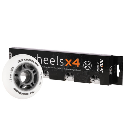 Kółka Do Łyżworolek Kauczukowe Zestaw 8 szt. Białe Matowe 76 mm NILS