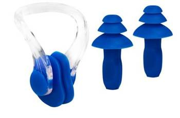 Zatyczki Do Uszu i Na Nos Pływackie Do Pływania Silikonowe Niebieskie NILS