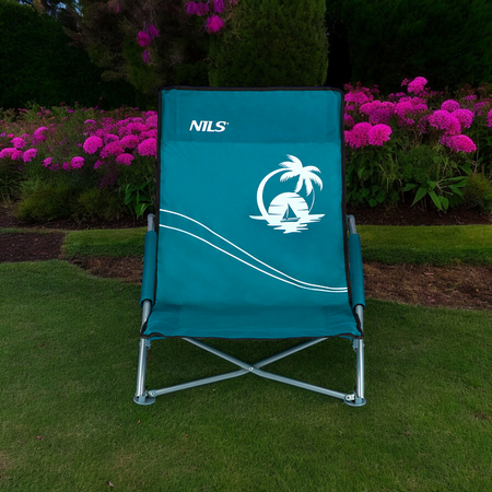 NILS Leżak Plażowy Ogrodowy Składany Fotel Turystyczny + Pokrowiec