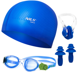 Zestaw Pływacki do Wody Okularki + Czepek + Zatyczki Do Uszu I Nosa