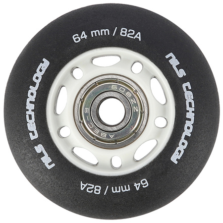 Kółka Do Rolek Kauczukowe 64mm Zestaw 8 szt. + Łożyska ABEC-9 Czarne Matowe