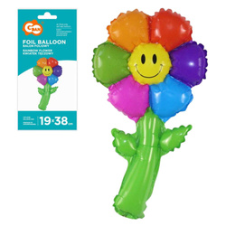 Balon Foliowy Kwiatek Tęczowy Na Przyjęcie Imprezę Urodziny GODAN 19x38 cm