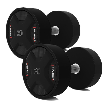 Zestaw Ciężarków Hantli Poliuretanowych Do Ćwiczeń Siłowych Treningu 2 x 2.5 - 25 kg HMS