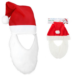 Czapka Świętego Mikołaja Z Brodą Przebranie Kostium Gwiazdora Na Święta