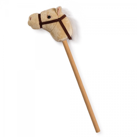 Hobby Horse Konik Na Patyku Kiju Do Skakania Z Grzywą Beżowy MAMABRUM