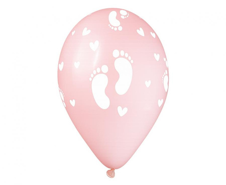 Balony Na Baby Shower Klasyczne Dziecięce Stópki Pudrowy Róż 13" 50 szt.
