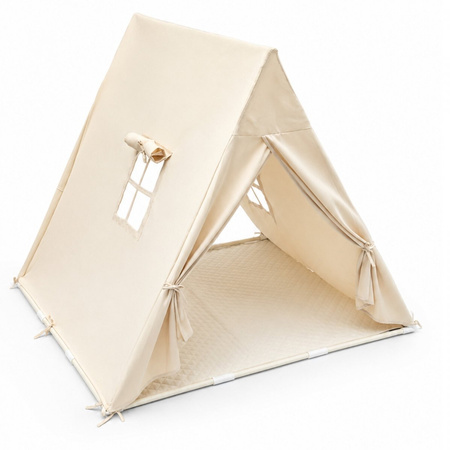 Namiot Tipi Dla Dzieci 110×110×120 cm Z Matą Do Pokoju  Girlanda Lampki LED