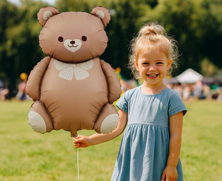 Balon Foliowy Miś Z Kokardką Na Urodziny Przyjęcie Walentynki GODAN 65x47cm