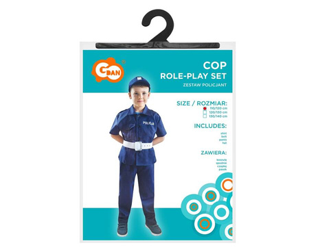 Kostium Przebranie Dla Chłopca Policjant Koszula Spodnie Czapka + Pasek