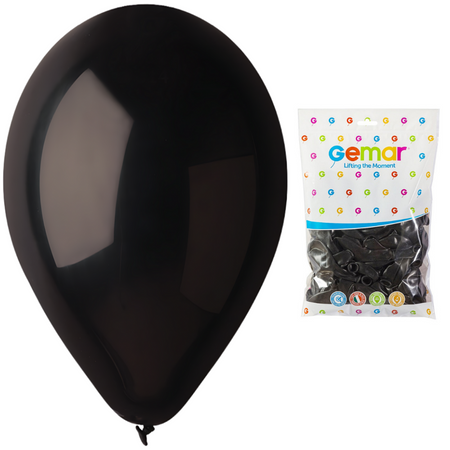 Balony Lateksowe Klasyczne Pastelowe Czarne Na Urodziny GEMAR 10" 200 szt.
