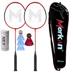 Zestaw Do Gry W Badmintona Rekreacyjnej Rakietki W Pokrowcu + 3 Lotki LED